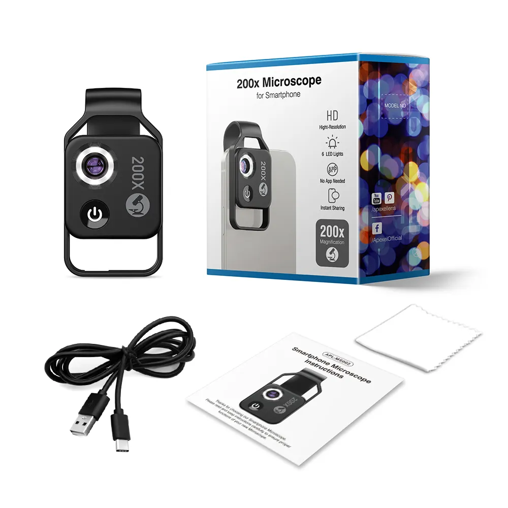 APEXEL-Digital-200X-Microscope-Lens-with-CPL-Mobile-LED-Guide-Light-Lamp-Micro-Pocket-SuperMacro-Lens-5