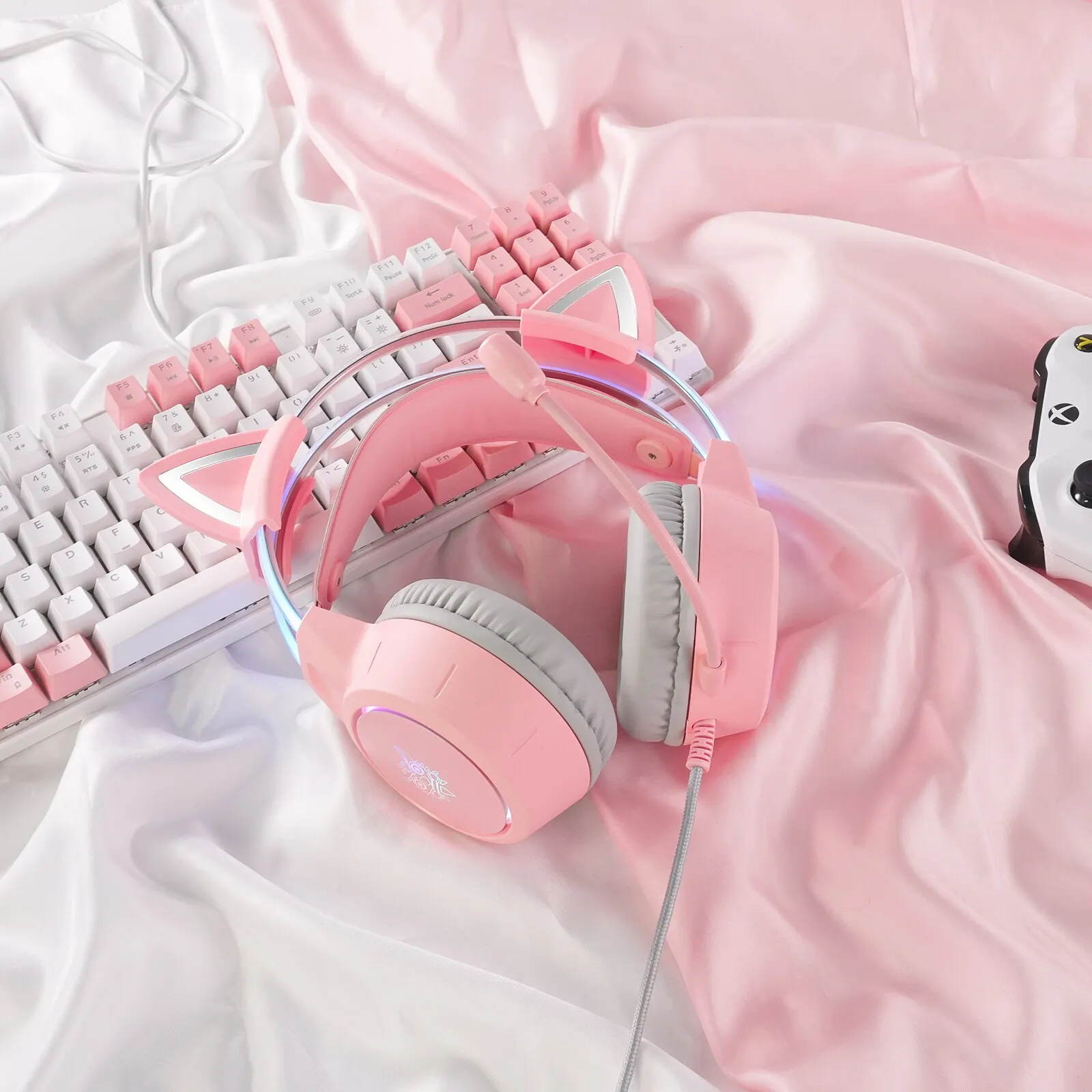 ONIKUMA-X15-Pro-Over-Ear-Headphones-Gaming-Headset-Wired-Cancelling-Earphones-Pink-Cat-Ears-Rgb-Light-5