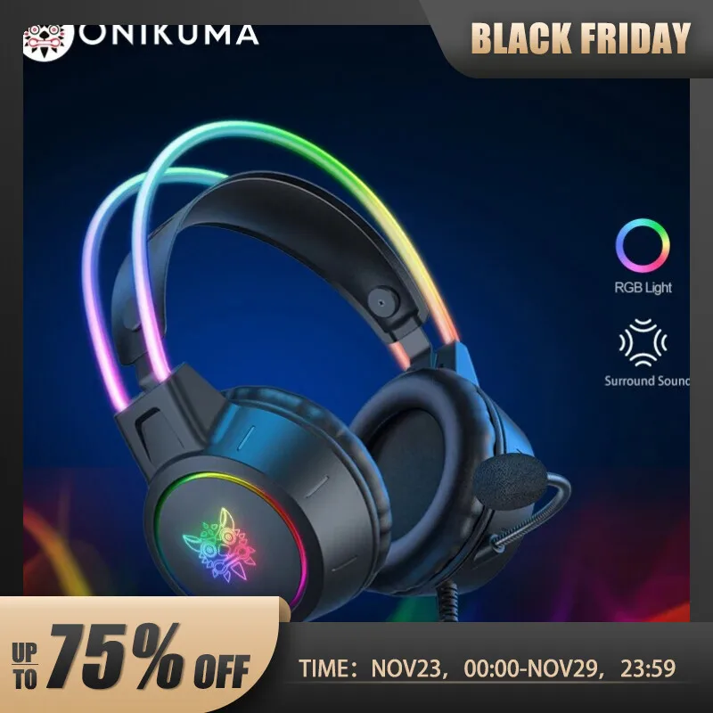 ONIKUMA-X15-Pro-Over-Ear-Headphones-Gaming-Headset-Wired-Cancelling-Earphones-Pink-Cat-Ears-Rgb-Light