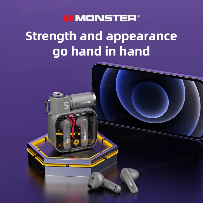 Original-Monster-XKT15-Wireless-Bluetooth-5-3-Earphones-TWS-Gaming-Earbuds-RGB-Flip-Cover-Design-Headset-3
