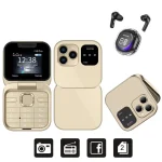 SERVO i16 Pro Mini Fold Mobile Phone - gold N TWS