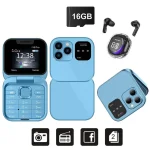 SERVO i16 Pro Mini Fold Mobile Phone - blue super package