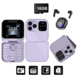 SERVO i16 Pro Mini Fold Mobile Phone - purple super package