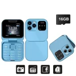 SERVO i16 Pro Mini Fold Mobile Phone - blue N 16GB TF card