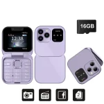 SERVO i16 Pro Mini Fold Mobile Phone - purple N 16GBTF card