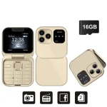 SERVO i16 Pro Mini Fold Mobile Phone - gold N 16GB TF card