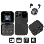 SERVO i16 Pro Mini Fold Mobile Phone - black N TWS
